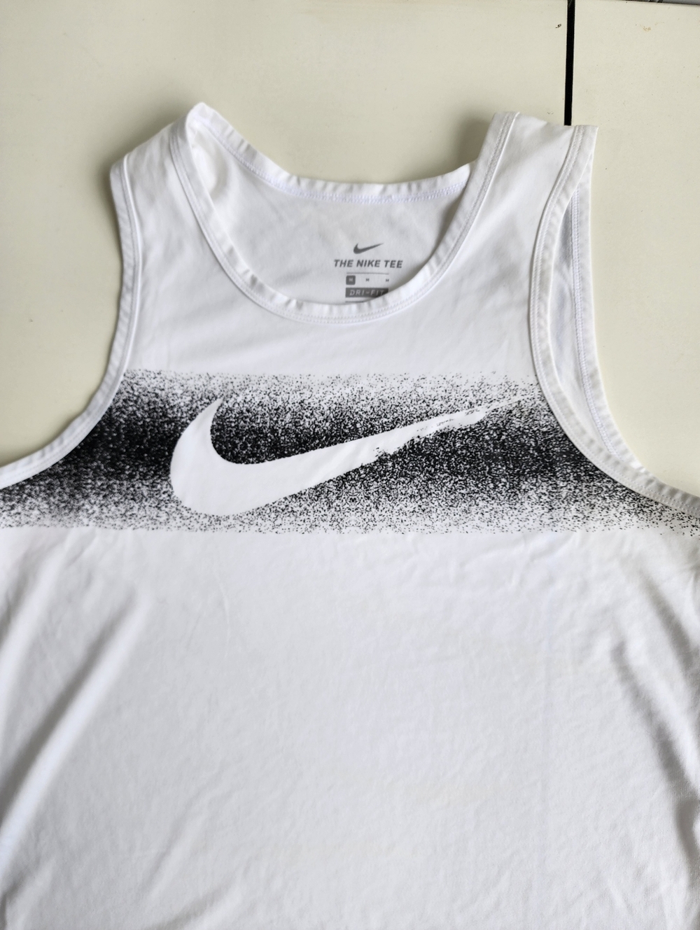 Nike Men's Legend Chalk Block Swoosh White/Black Training Tank Sz M - Picture 3 of 9